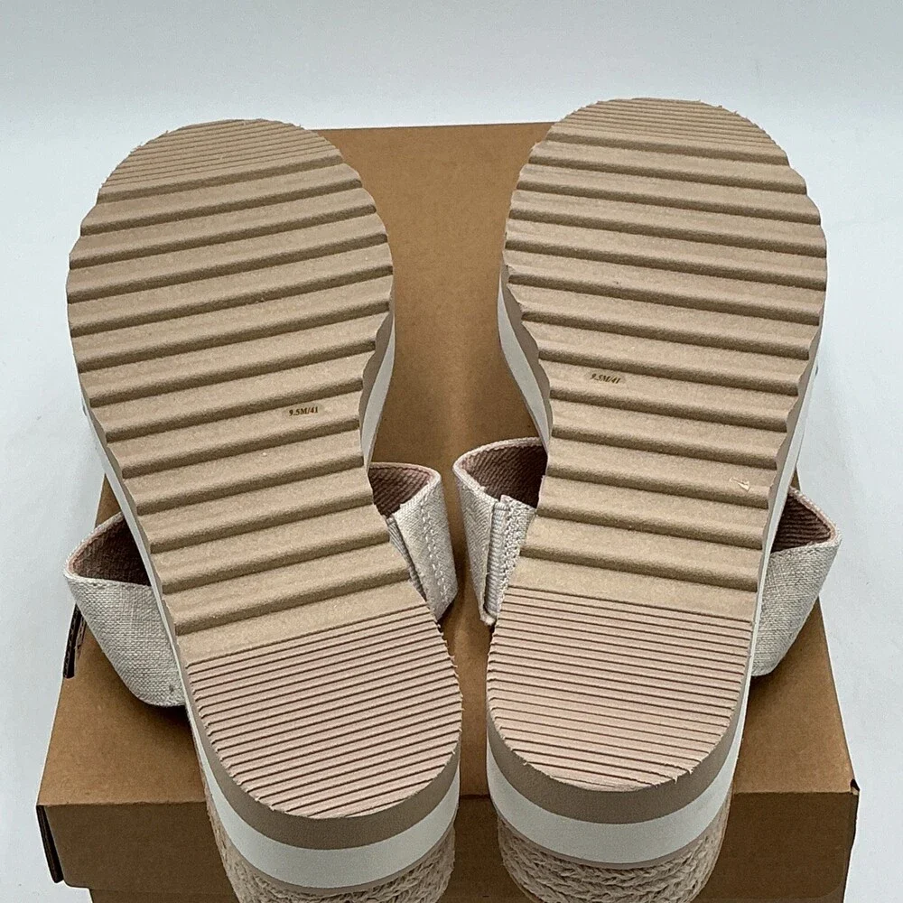 Kelly & Katie Tiama Sandals Women's US 9.5 M Ivory Wedge Heel Slip On Eby4483